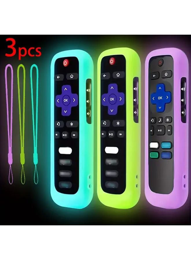Blue Glow In The Dark Silicone Remote Cover With Lanyard For Roku TV Remote Control - Image 5